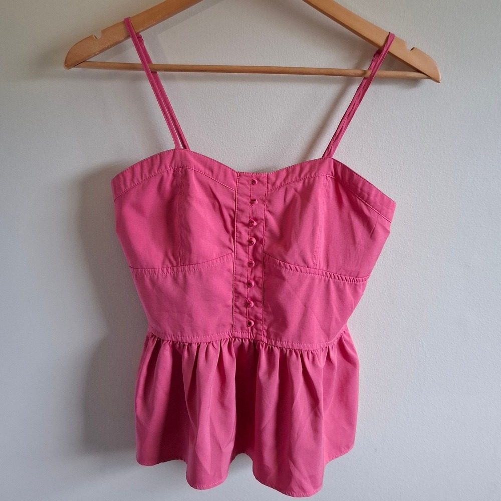 Pink Babydoll Crop Tank Peplum Y2K Sweetheart Coquette Feminine Fairy Festival M